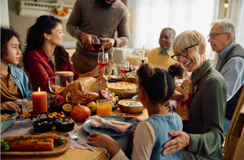 Family enjoying a meal together